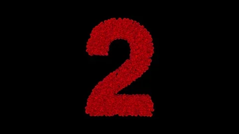 Number 2 made of red roses Stock Footage 74166751