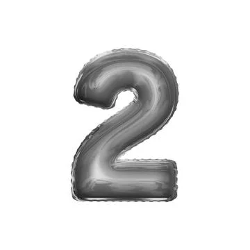 Number 2 Made Of Silver Inflatable Balloon Isolated On White Background Illustrazione stock
