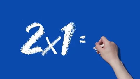 Number 2 Multiplication Table, Handwritten Animation, Blue Background Stock Footage 287846115