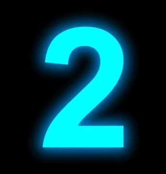 Number 2 neon light full isolated on black Stock Illustration