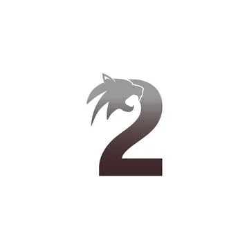 Number 2 with panther head icon logo vector Stock Illustration