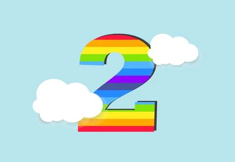 Number 2 Rainbow counting learn object design, abstract rainbow Number for .. Stock Illustration