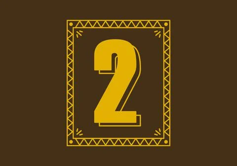 Number 2 in retro rectangle frame Illustrazione stock