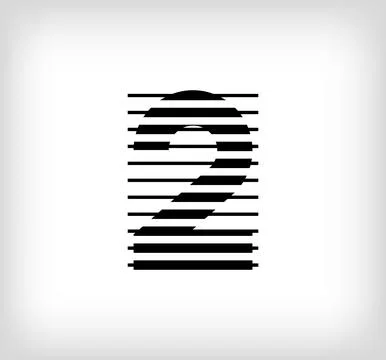 Number 2 scan line logo icon design, vector illustration. Stock Illustration