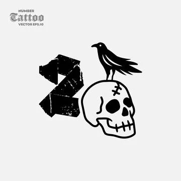Number 2 Skull Logo Illustrazione stock