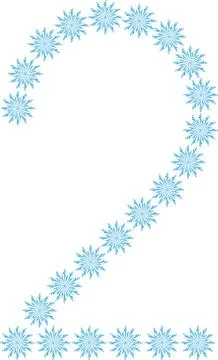 Number 2 From Snowflakes Illustrazione stock