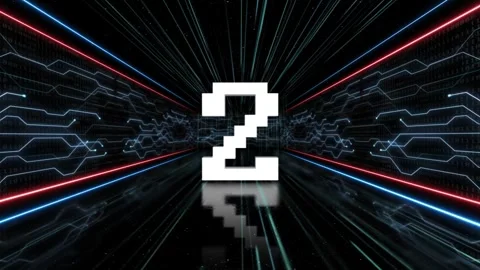 Number 2 in Tech Room Animation, Top Ten, on Alpha Channel, Loop Stock Footage 251479288