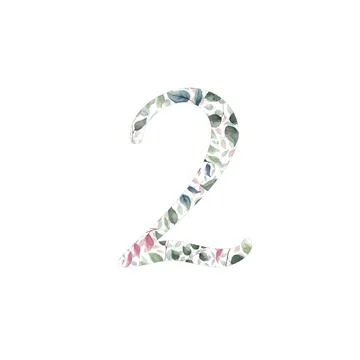 Number 2 for text design, holiday cards, decor and design of text messages, w 스톡 일러스트