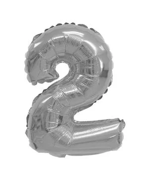Number 2 (two) from balloons grey, chrome Stock Photos