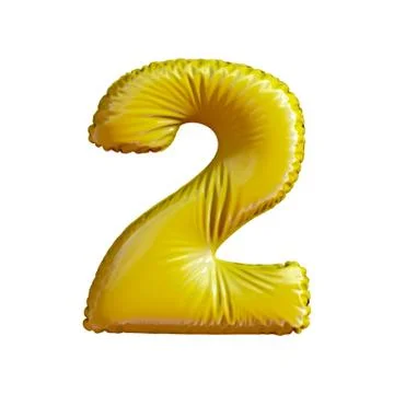 Number 2 two of gold balloons on a white background. Stock-Illustration