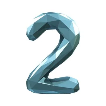 Number 2 two in low poly style isolated on white background. 3d Stock-Illustration