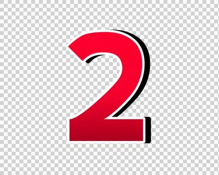Number 2 two red color transparent background Stock Illustration