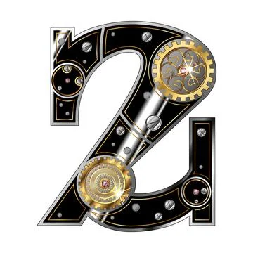 The number 2 is two in the steampunk style. Stock Illustration