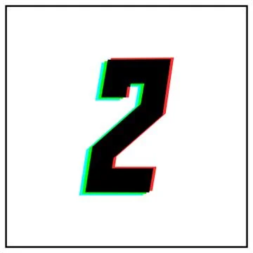 Number 2, two vector desing logo.Dynamic, split-color, shadow of  number red, Stock Illustration