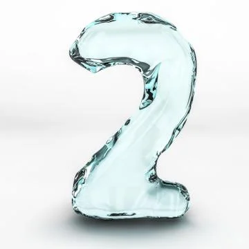 Number 2 of water splashes isolated on white background Stock Illustration