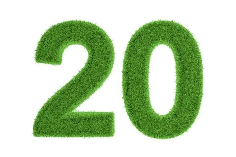 Number 20 with a green grass texture Stock Illustration