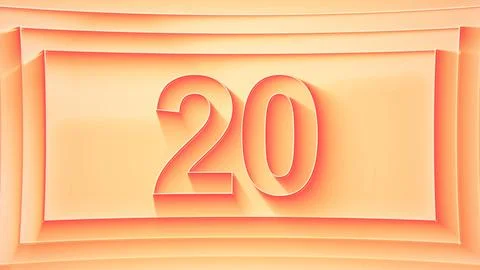 Number 20. Minimalistic embossed number with glittering lights. Stock Illustration
