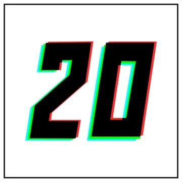 Number 20, twenty vector desing logo.Dynamic, split-color, shadow of  number  Stock Illustration