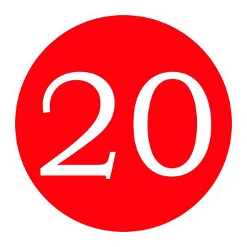 Number 20 in white format in a red circle Stock Illustration