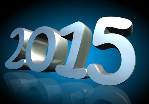 Number 2015 in 3d on gray background Stock Illustration