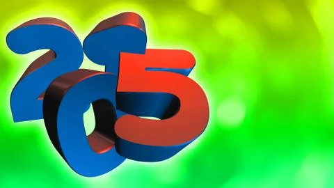Number 2015 in 3d on green background Stock Illustration