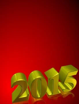 Number 2015 in 3d on red background Stock Illustration