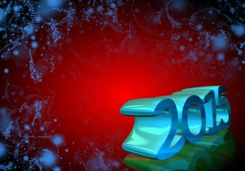 Number 2015 in 3d on red background Stock Illustration