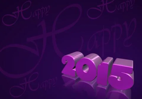 Number 2015 in 3d on violet background Stock Illustration