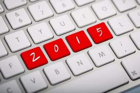 The number "2015" written on keyboard Stock Photos