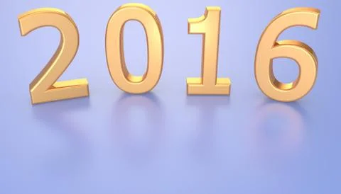 The number 2016 on a blue reflective background Stock Illustration