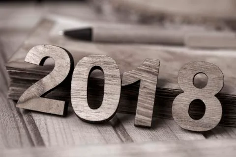Number 2018, as the new year Stock Photos