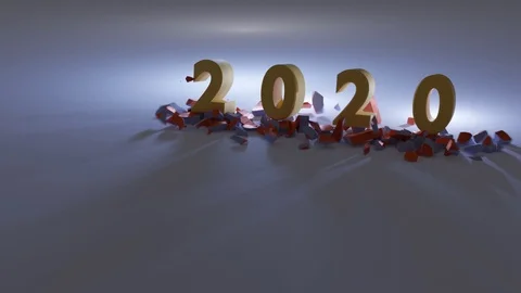 Number 2020 falling over number 2019 smashing it into pieces. Stock Footage 121240989