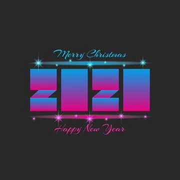 Number 2020 logo design, text Merry Christmas and Happy New Year greeting car Illustrazione stock