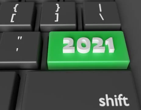 Number 2021 on a computer keyboard Stock Illustration