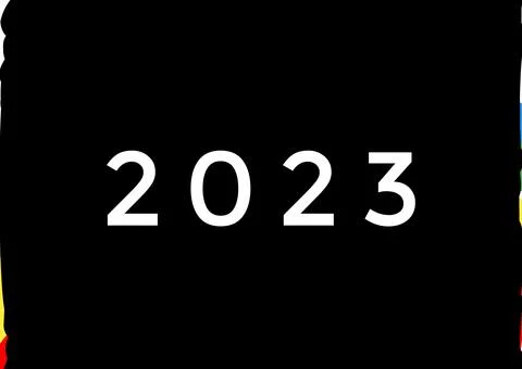 Number 2023, a dark background Illustrazione stock