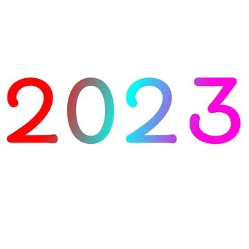 Number 2023 in gradient red, blue, and purple color Stock Illustration
