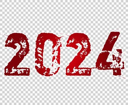 Number 2024 gradient red on transparent background Stock Illustration