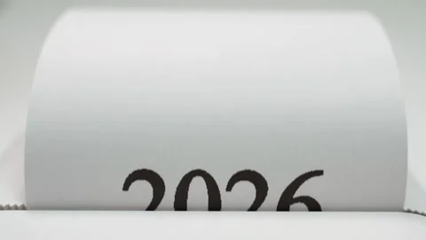 The number 2026 appears close-up on white paper Stock Footage 324699185