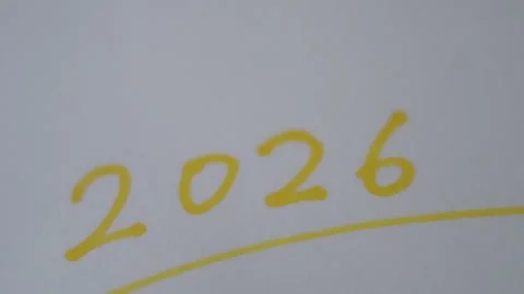 Number 2026 Written on Notepad for Future Planning and Goals Stock Footage 322510697