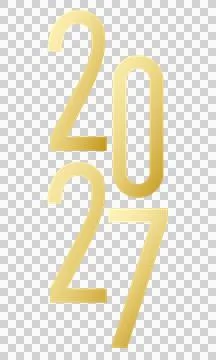 The number 2027 in a gold gradient. Stock Illustration