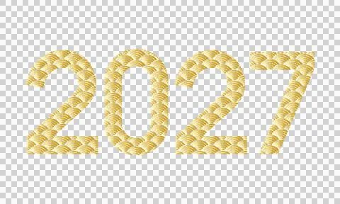 The number 2027 in a gold gradient. Stock Illustration