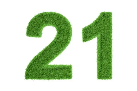 Number 21 with a green grass texture Stock Illustration
