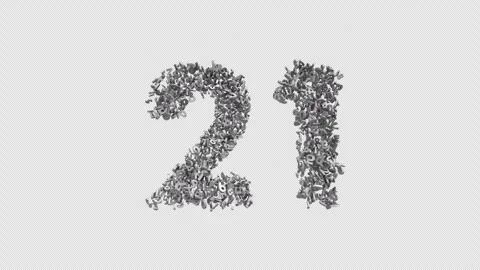 Number 21 Made of Numbers. 3D Font Number Animation with Alpha Channel Stock Footage 302171706