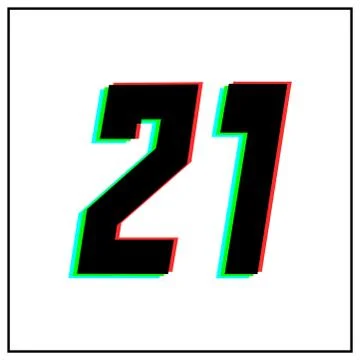 Number 21, twenty one vector desing logo.Dynamic, split-color, shadow of  num Stock Illustration