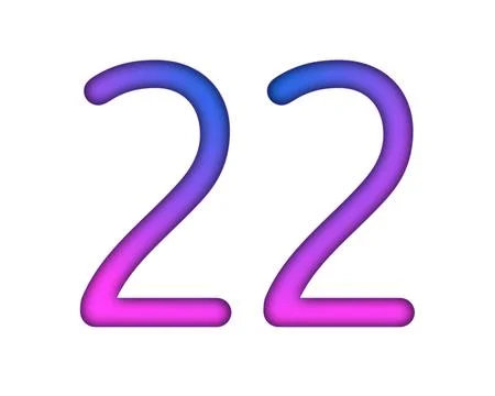 Number 22 gradient blue pink 3d sign symbol on white background Stock Illustration