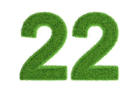 Number 22 with a green grass texture Stock Illustration
