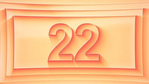Number 22. Minimalistic embossed number with glittering lights. Stock Illustration
