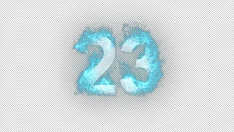 Number 23 in blue fire with alpha channel, number twenty three Stock Footage 264757600
