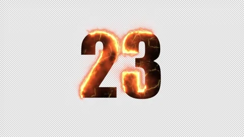 Number 23 is on fire with alpha channel, numbers are on fire, number twenty Stock Footage 260908725