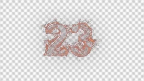 Number 23 on fire with alpha channel, number twenty three Stock Footage 263031337